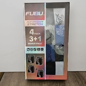 FUBU Performance Stretch Boxer Briefs 4-Pack - Black, Gray, Blue